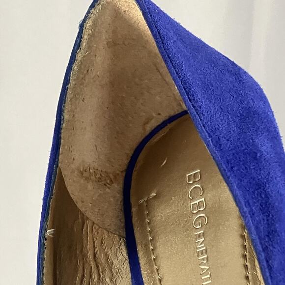 BCBGeneration Shoes Womens Size 7.5 Blue Suede Stiletto Pumps Platform BG-PARADE - Picture 12 of 16